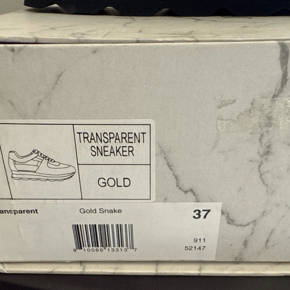 Jessica Rich Women’s Gold Python snake Transparent Sneaker 37=7 New $200+ Retail - Picture 6 of 7